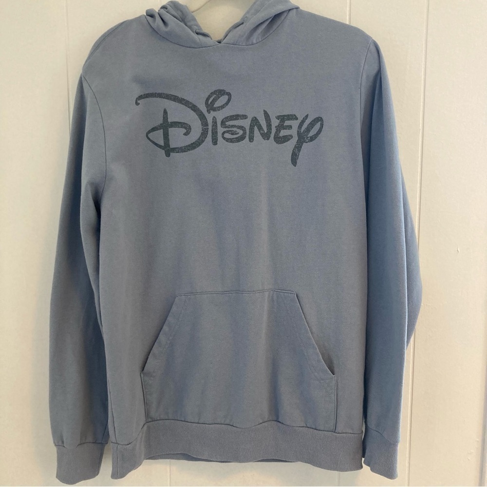 Disney Blue Logo Hoodie Sweatshirt Women’s Size Medium Lightweight Soft - Picture 3 of 7